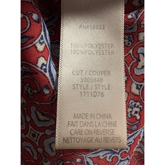 MAX STUDIO Off The Shoulder Top Blouse Womens Large  3/4 Sleeve Red Blue Print - Picture 4 of 5